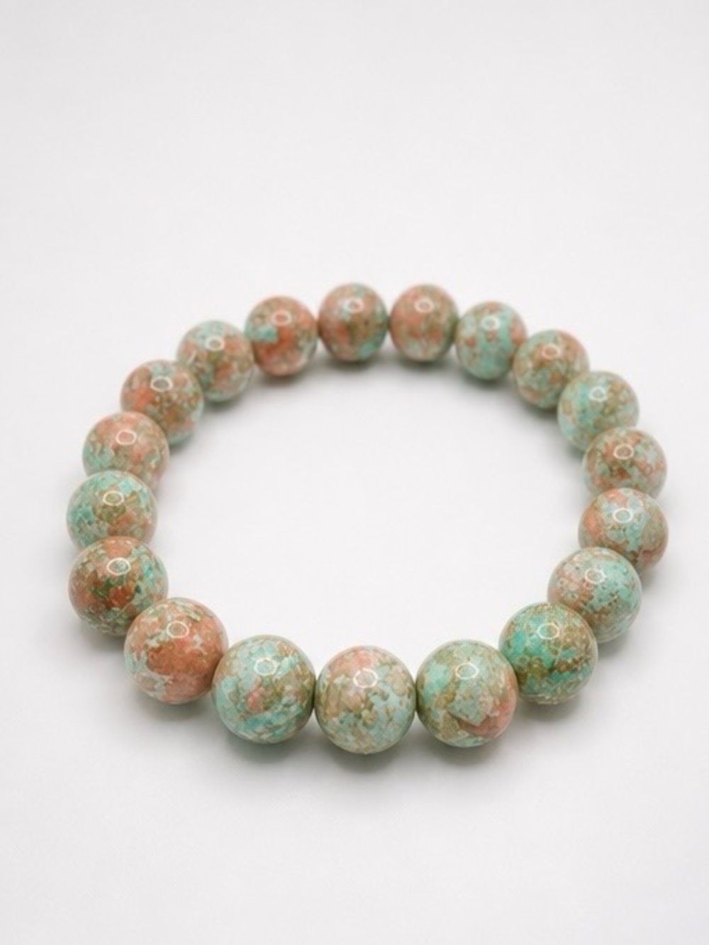 Turquoise Pink Marble Glass Beaded Stretch Bracelet | Stone Look Stack